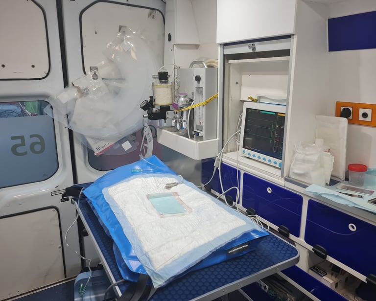a hospital room with a hospital bed