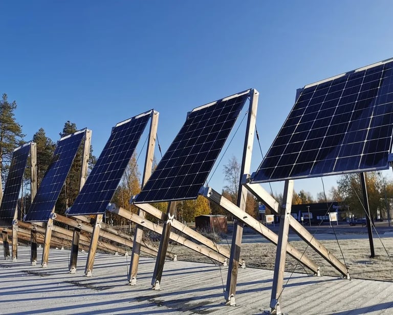 Fotografía de varios paneles solares en la química farmacéutica color azul marino con líneas color blanco.
