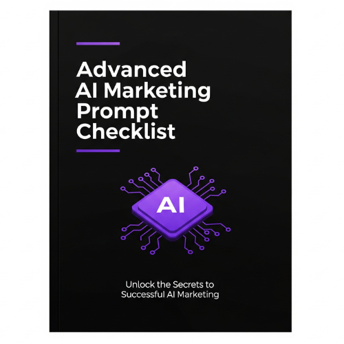 Book cover for Advance AI marketing prompt checklist