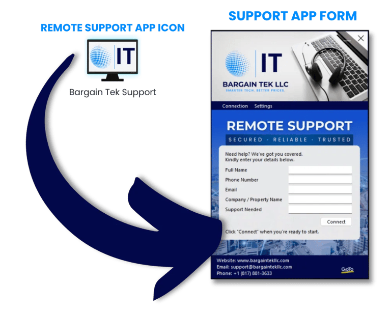 Bargain Tek Support App Sample Illustration (Support App Form)