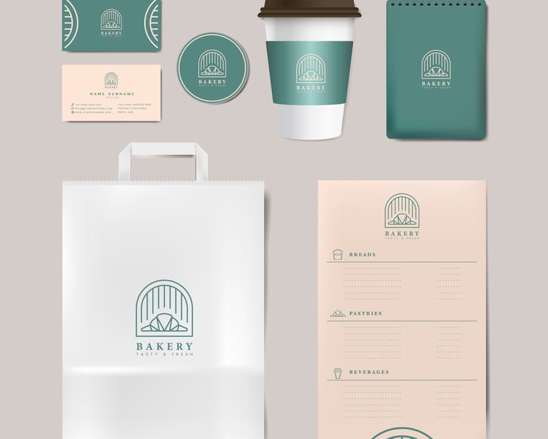 a variety of branding and branding design for bakerys