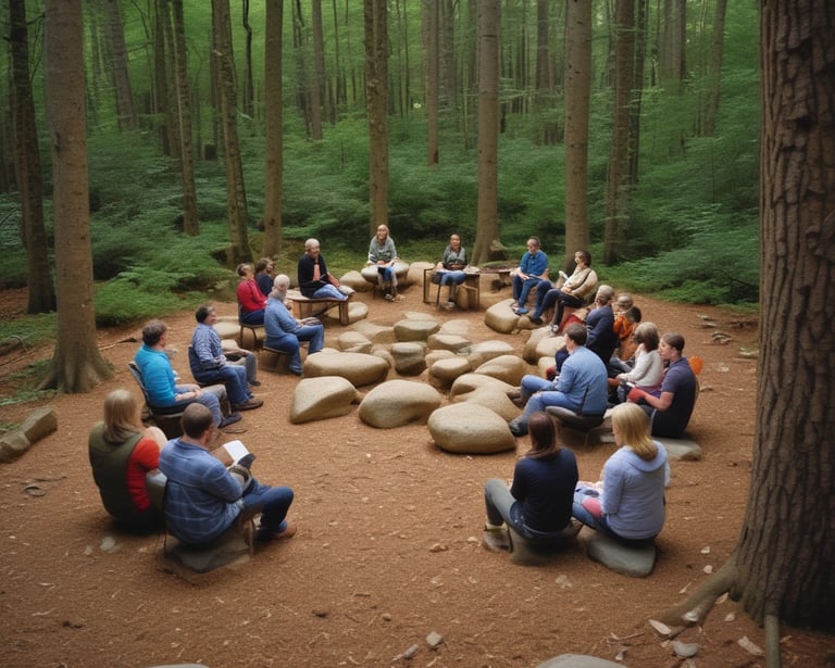 A group of people engaging in a supportive discussion.