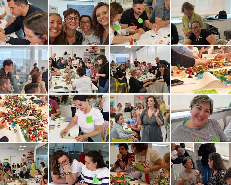 Collage de fotos de los integrantes del club en distintos talleres de facilitación.
