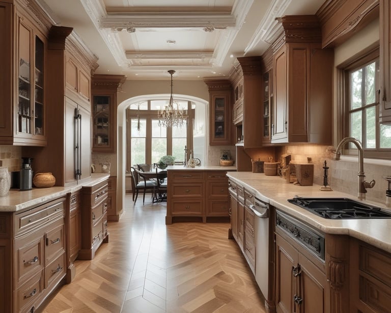 A close-up of a finely crafted wooden cabinet door with natural grain and smooth finish.