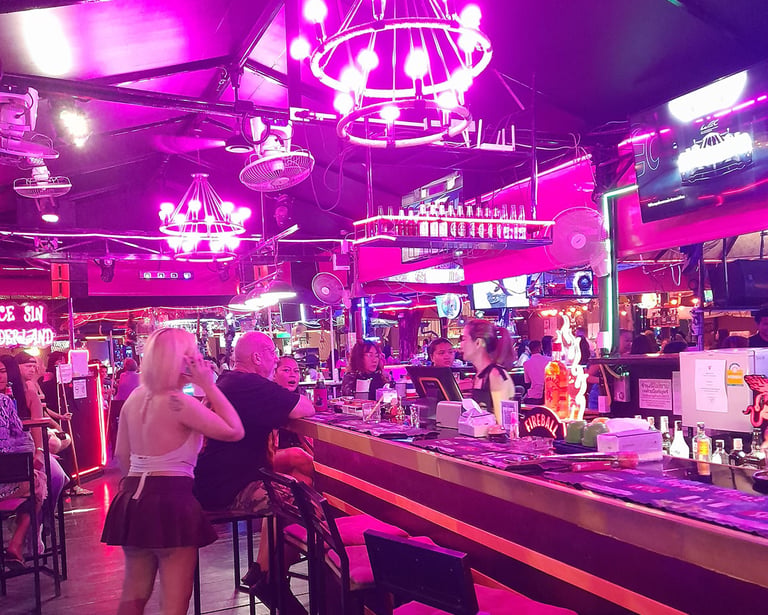 View from inside bar at Wonderland bar complex in Hua Hin