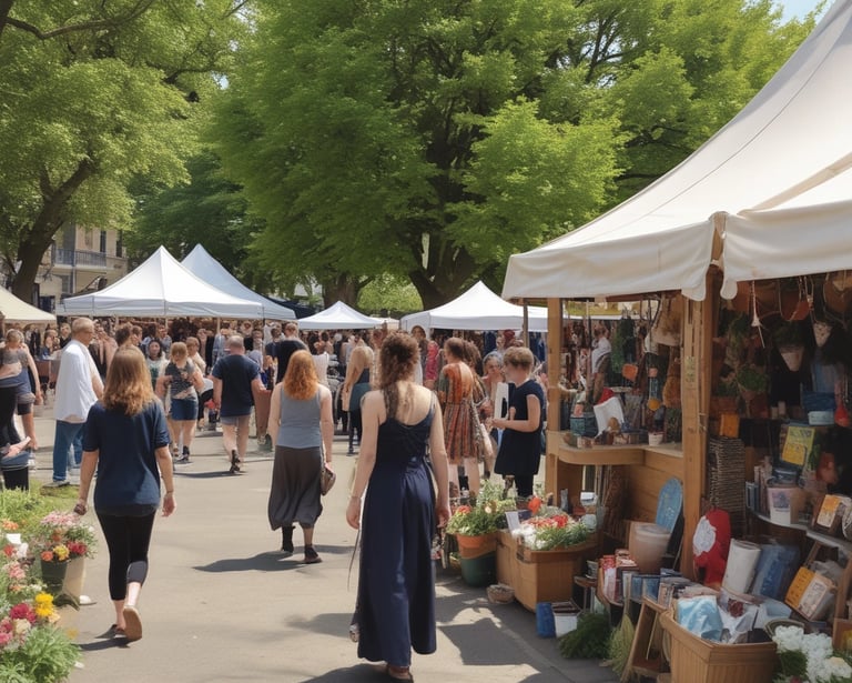 A lively scene from a weekend event with attendees enjoying interactive activities and group discussions.