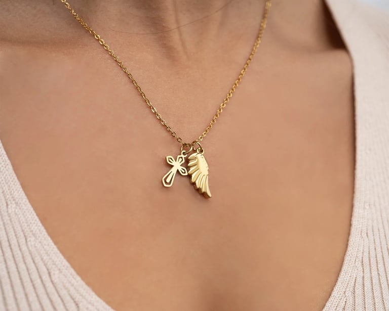 18K Gold PVD Stainless Steel Faith & Love Charm Set