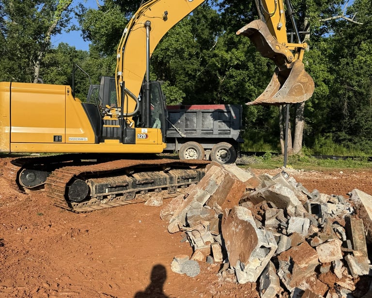 Demolition site with concrete removal