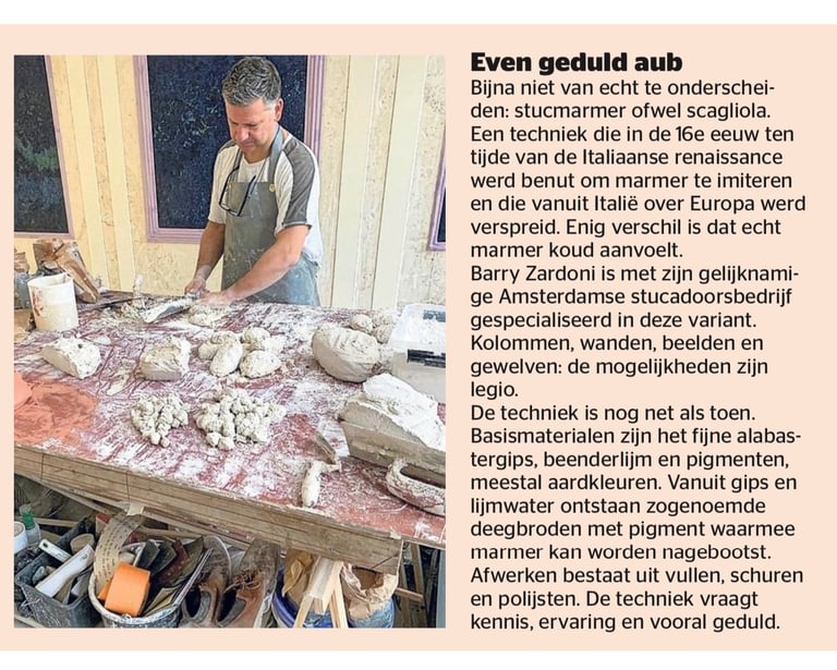 Stucmarmer restauratie Keizersgracht Amsterdam