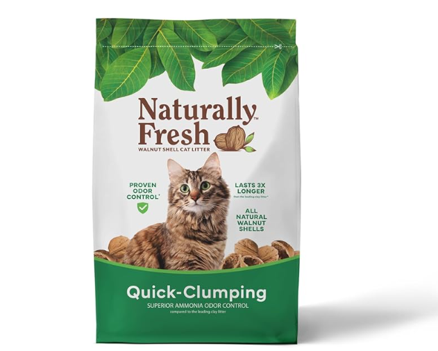 Naturally Fresh walnut shell quick clumping cat litter unscented non-toxic single ingredient