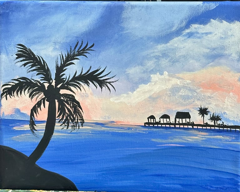 Warm Sunset painting party April 25 in Cozumel