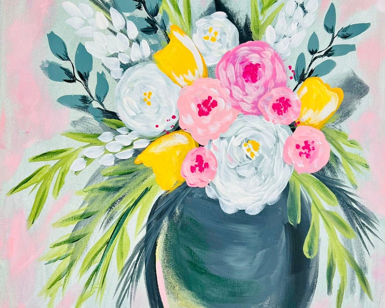 Floral-themed paint night Cozumel