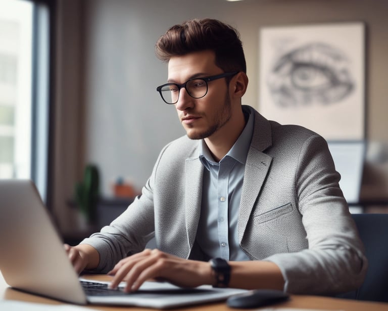 A silhouetted smartphone displays the Amazon Q logo against a blurred blue background with text. The logo is hexagonal with a stylized 'Q' in purple. The background text refers to a generative AI-powered assistant.