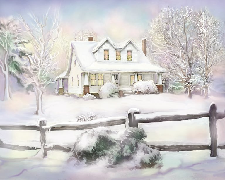 Country house, the home place, snow scene