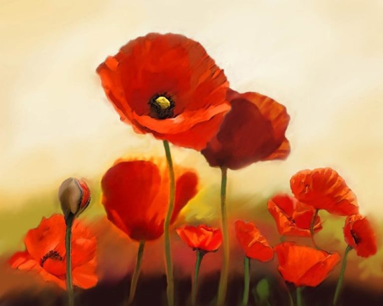 Poppies flowers painting