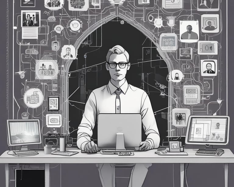 a man riding a skateboard down a street next to tall buildings