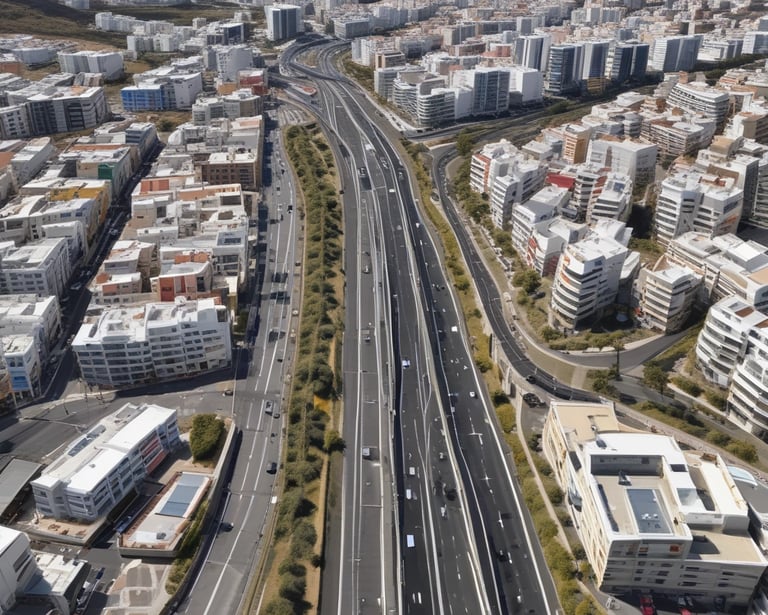 A moving truck with company branding is parked next to an open shipping container on a trailer. Two people are handling items near the container, while a car is parked in the background. The sky is overcast, and the ground appears to be asphalt.