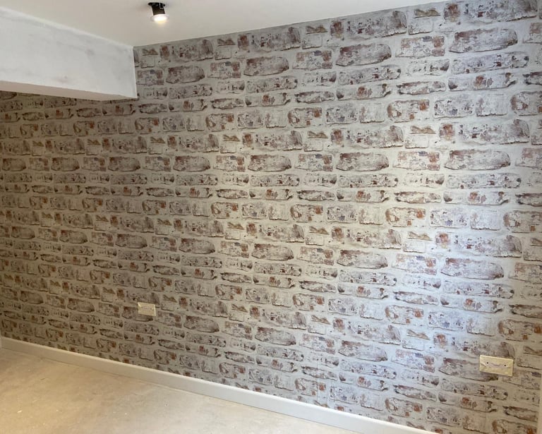 White brick effect feature wall in Portslade Sussex, decorative interior wall finish