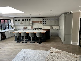Open plan kitchen and dining room painting in Lancing Sussex, modern interior finish