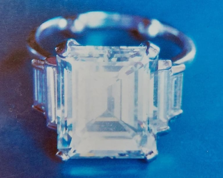 7.57 carat rectangular diamond solitaire