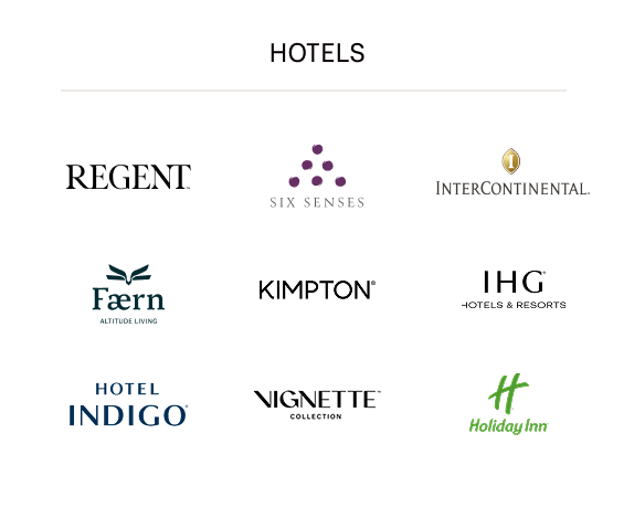 Logos of some of the hotel brands Rémi Lefèvre has worked with