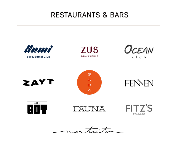 Logos of some of the restaurants & bars Rémi Lefèvre has worked with