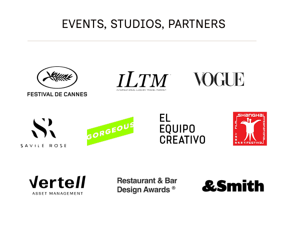 Logos of some of the studios, events and partners Rémi Lefèvre has worked with
