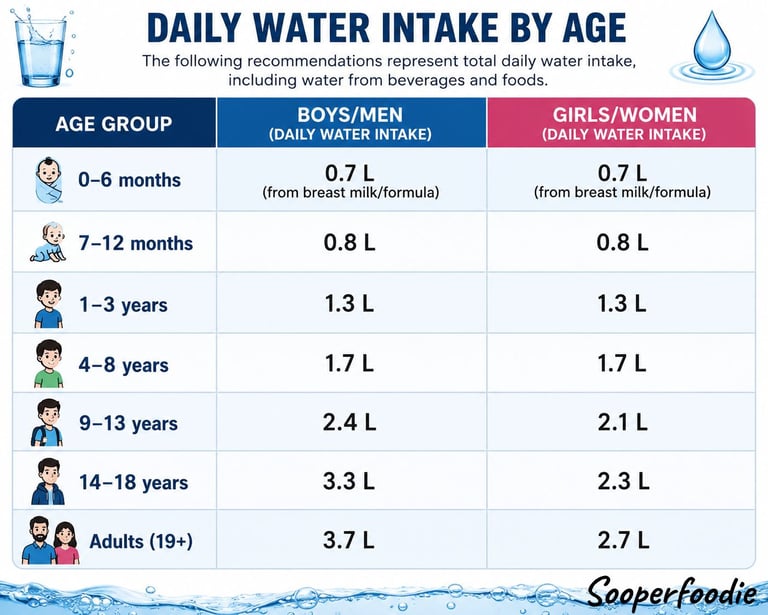 daily water by age