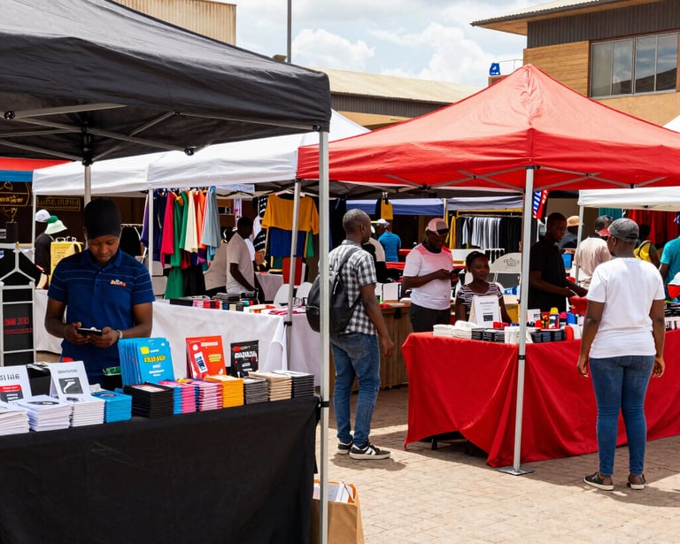 A lively event entrance bustling with attendees eagerly entering.