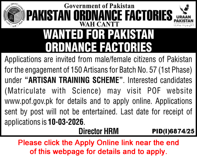 POF Apprenticeships 2026 February Artisans Training Scheme Jobs Apply Online Latest
