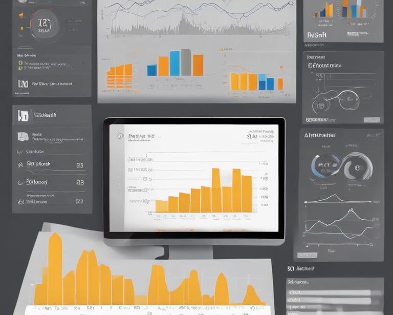 A vibrant Power BI dashboard displayed on a laptop screen.