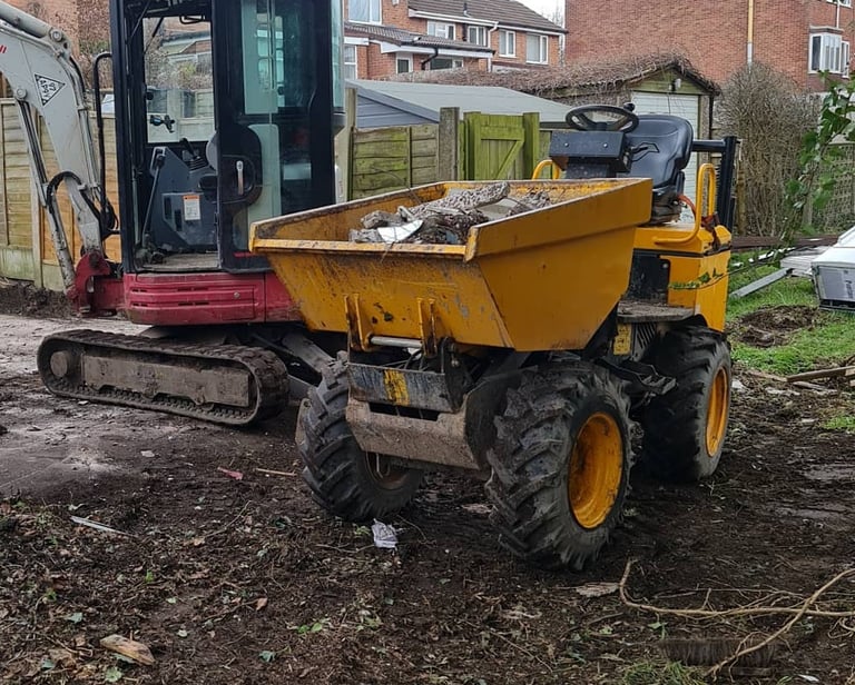 Dumper and roller used for groundwork project in Brierley Hill, Dudley