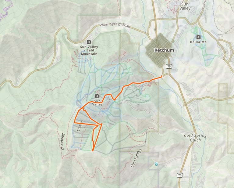 Sun Valley ID partial ski track