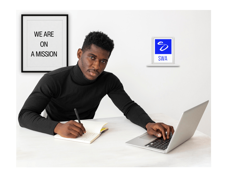 Writer in Office working to fulfil SWA mission 