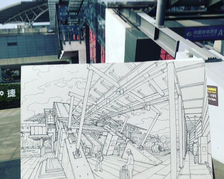 City sketch by Evgeny Bondarenko in Taiwan