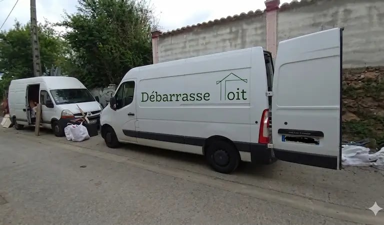 véhicules de la société Débarrasse Toit