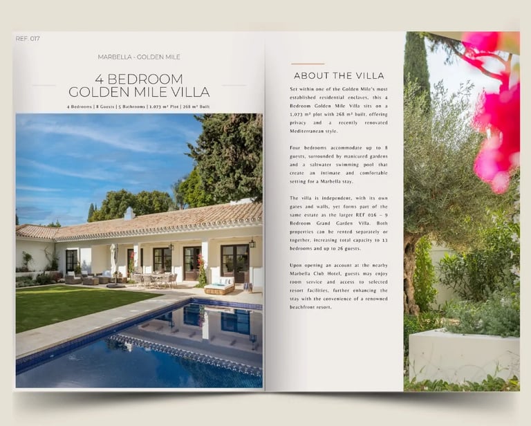 4 bedroom Golden Mile villa dossier cover with estate imagery and property details