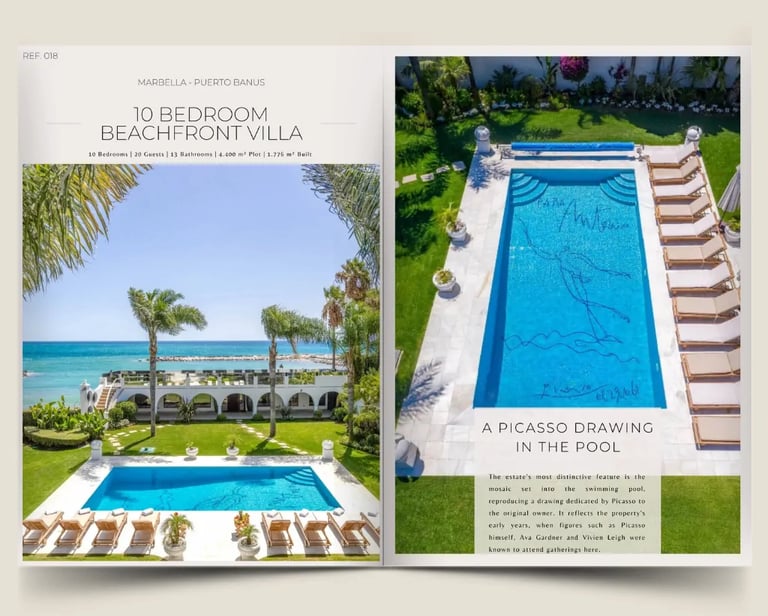 10 bedroom beachfront villa dossier cover with estate imagery and property details