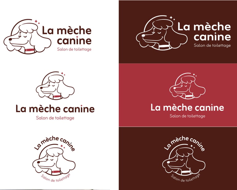 Réalisation : logo - identité visuelle - La mèche canine -Salon de toilettage- Amy Atelier Graphique