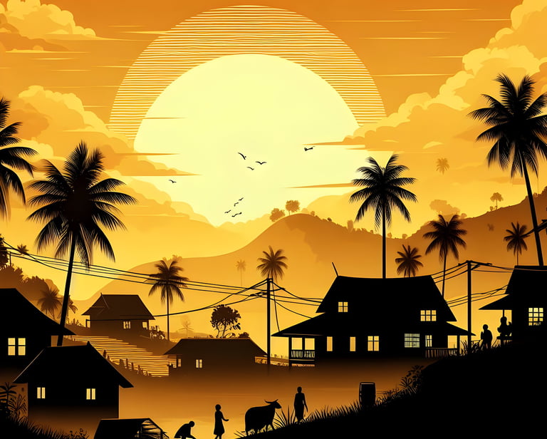 Pôr do sol, simbolizando os sítios onde bichos e humanos convivem.