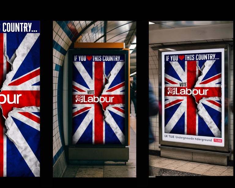 a bus stop sign with a british flag on it