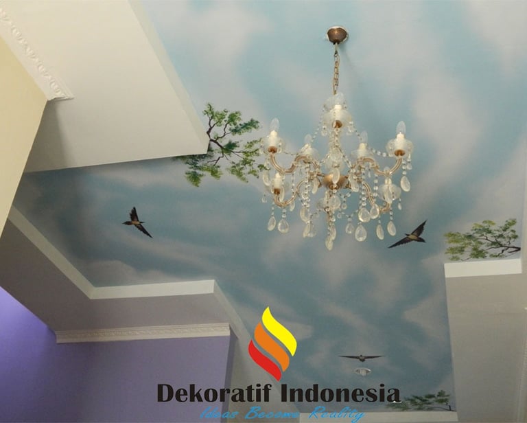 Jasa Cat Motif Awan Plafon Rumah