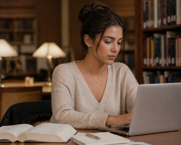 Woman in workspace wearing minimal jewelry including studs and thin necklace for daily styling