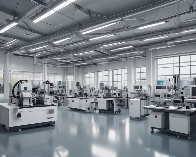 a factory floor with a lot of machines and machines