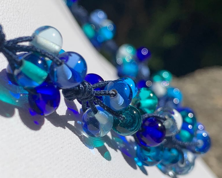 Collier collection BleuVerre perles de verre de Murano, bijoux d'art, cadeau unique, provence