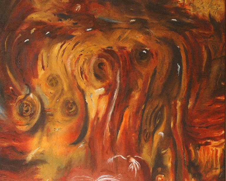 Avian Fossils. Oil on canvas. 2023. 102 x 102 cms.