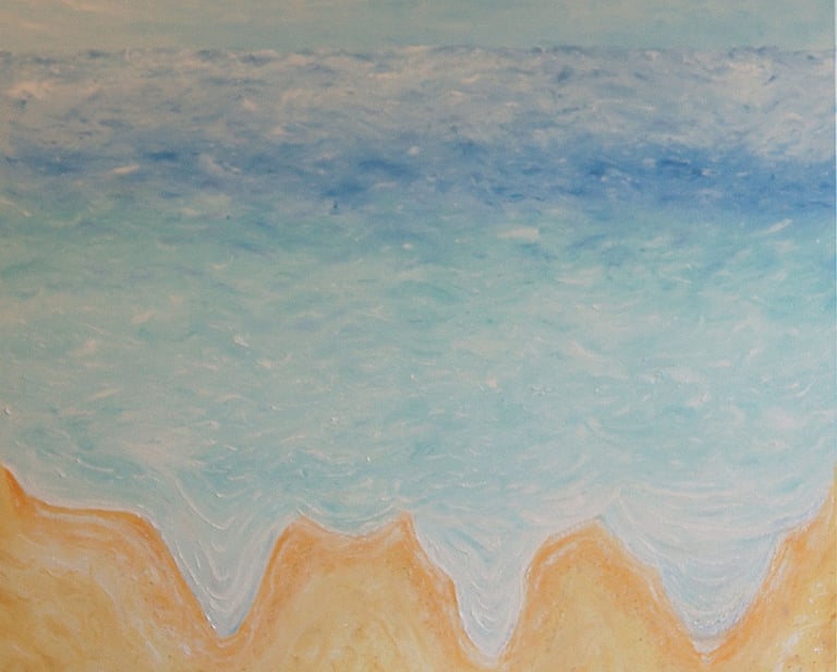 Beach at St Leonards. Oil on canvas. 2023. 122 x 122 cms. Private Collection.