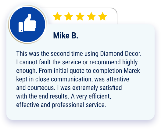 Facebook customer testimonial for Diamond Decor painting services