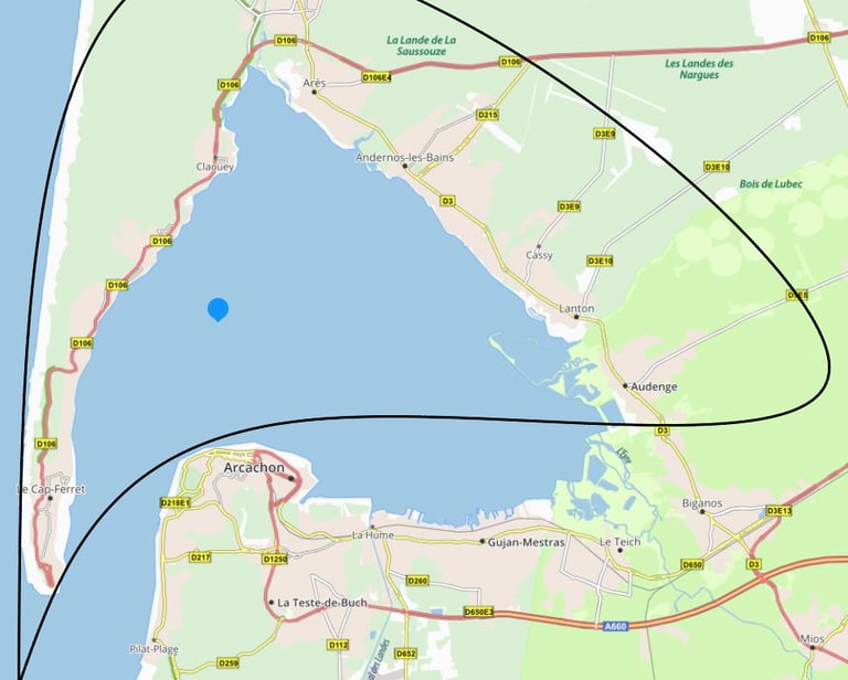 carte du Bassin d'Arcachon