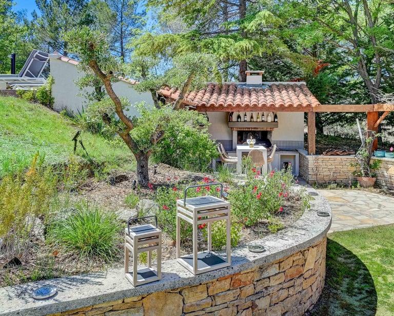 summer kitchen with patio and plancha